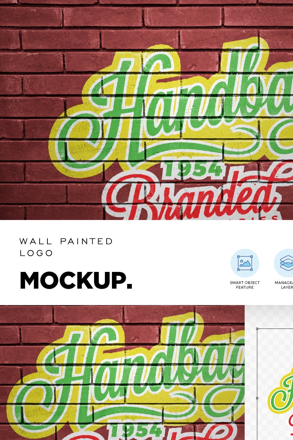 Bricks Wall Painted Logo Mockup pinterest preview image.