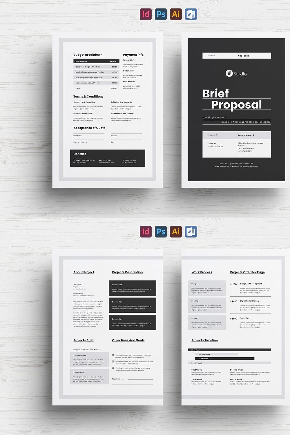 Brief Proposal Templates pinterest preview image.