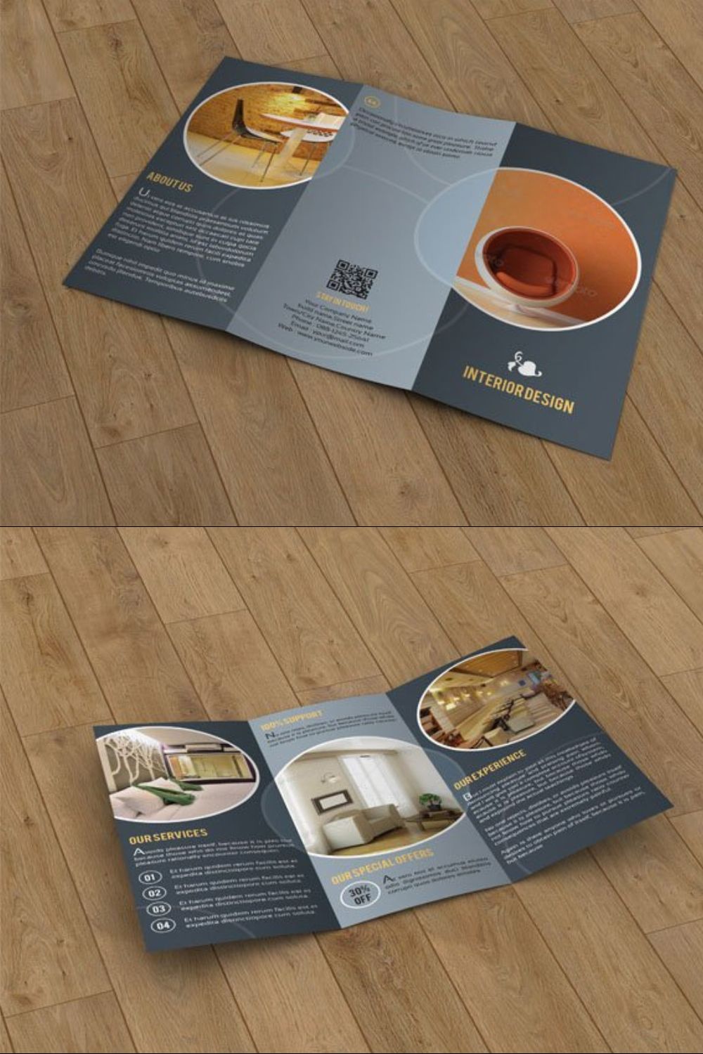 Brochure for Interior Designer-V60 pinterest preview image.