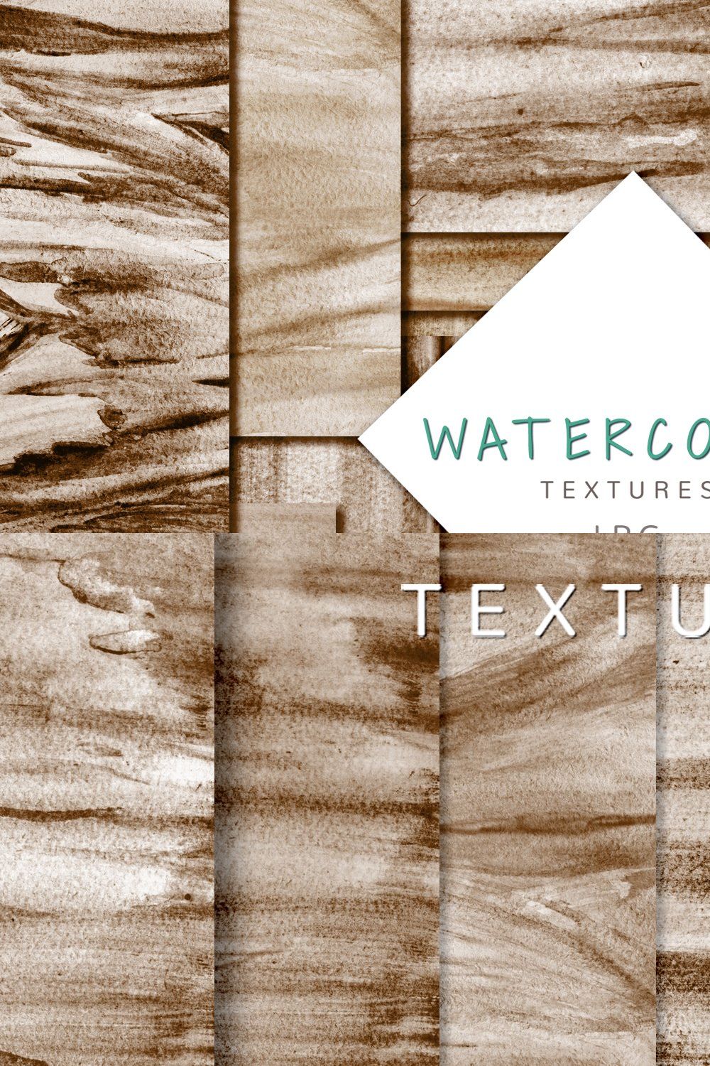 Brown Watercolor textures pinterest preview image.