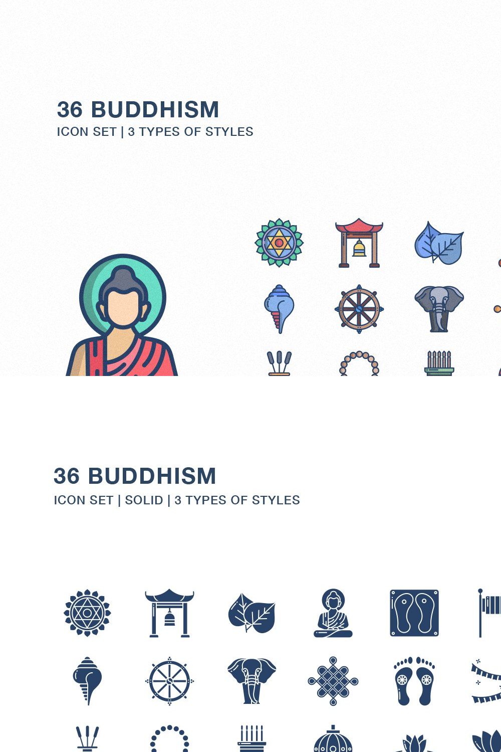 Buddhism religion icon set pinterest preview image.