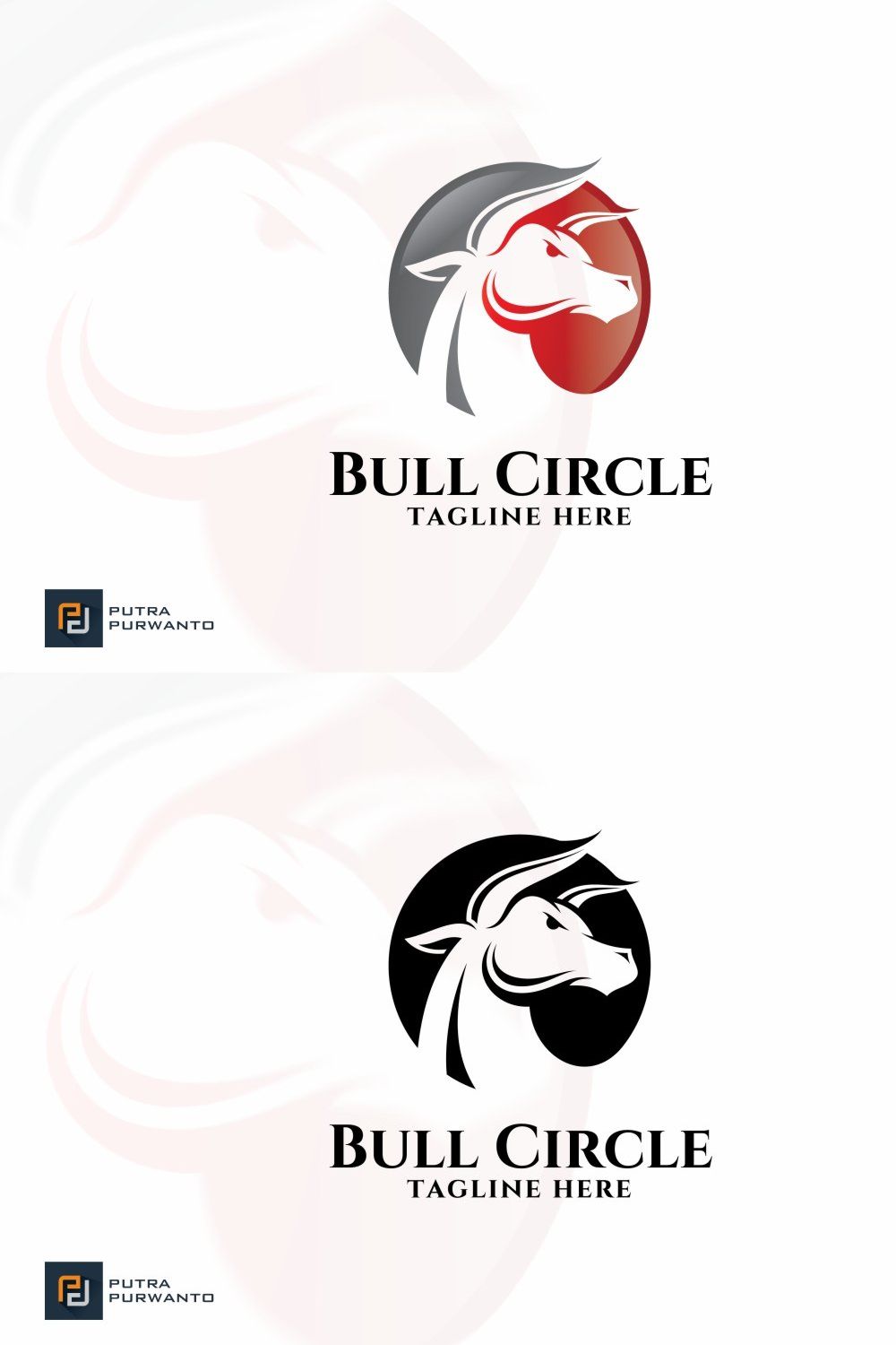 Bull Circle - Logo Template pinterest preview image.