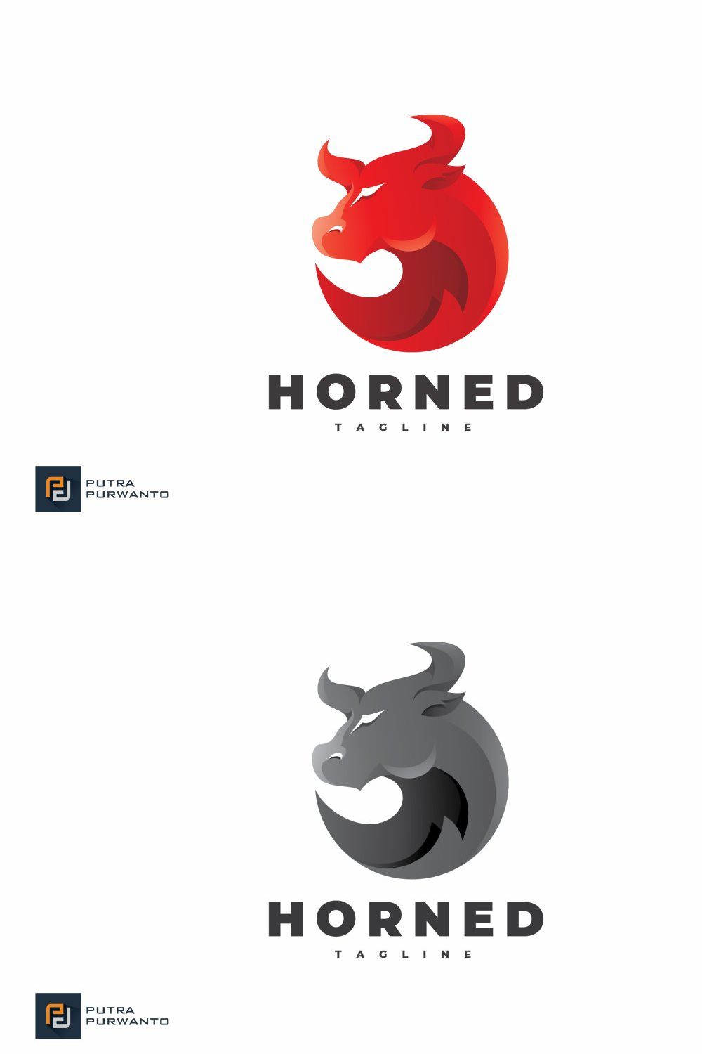 Bull Horned - Logo Template pinterest preview image.