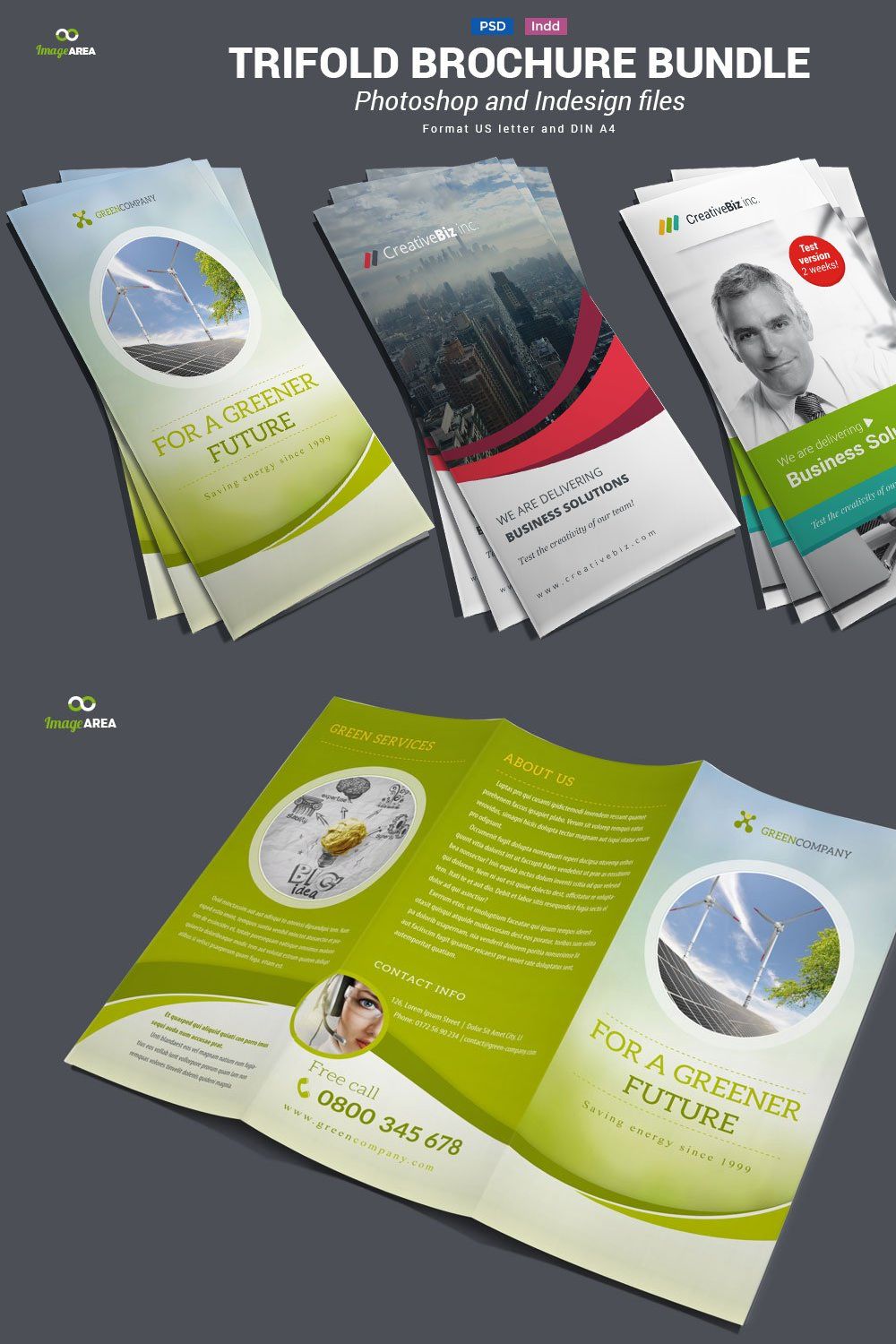 Bundle of Trifold Brochures pinterest preview image.