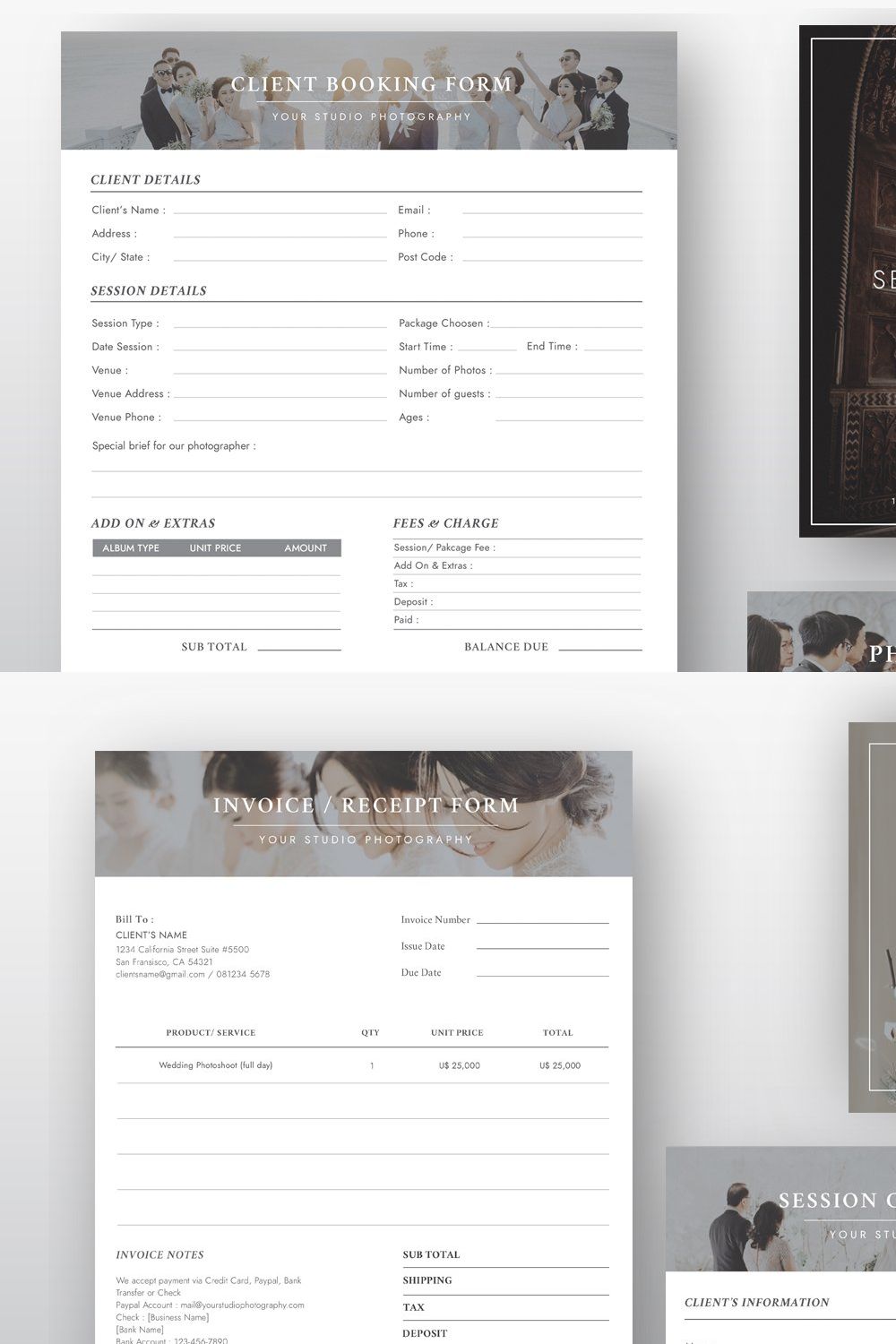 Bundles of Photography Business Form pinterest preview image.