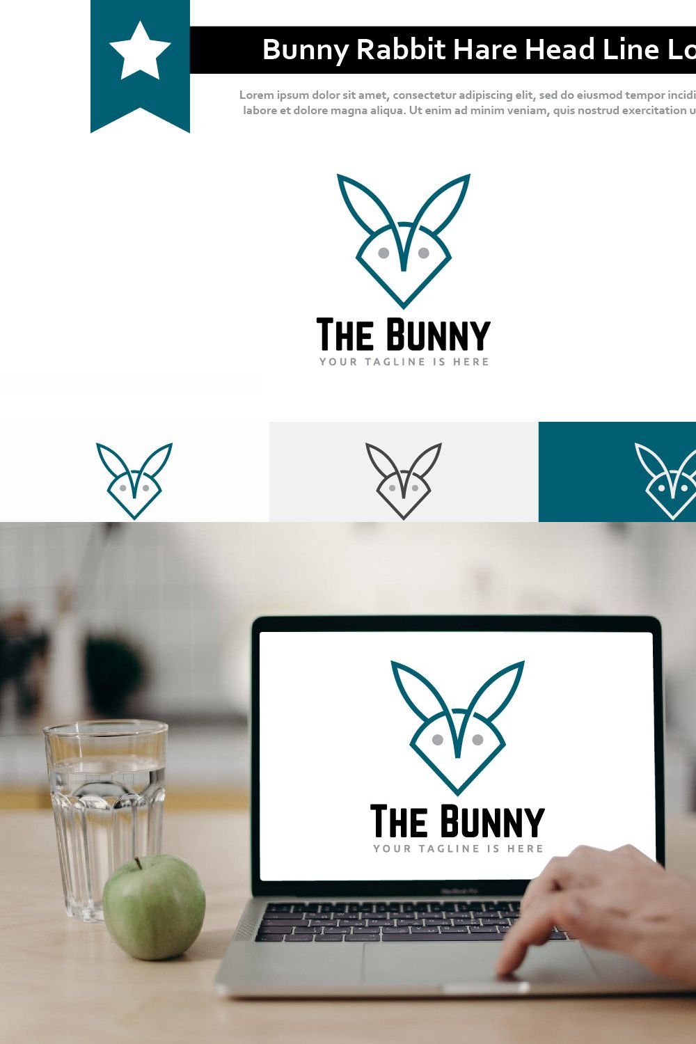 Bunny Rabbit Hare Head Modern Logo pinterest preview image.