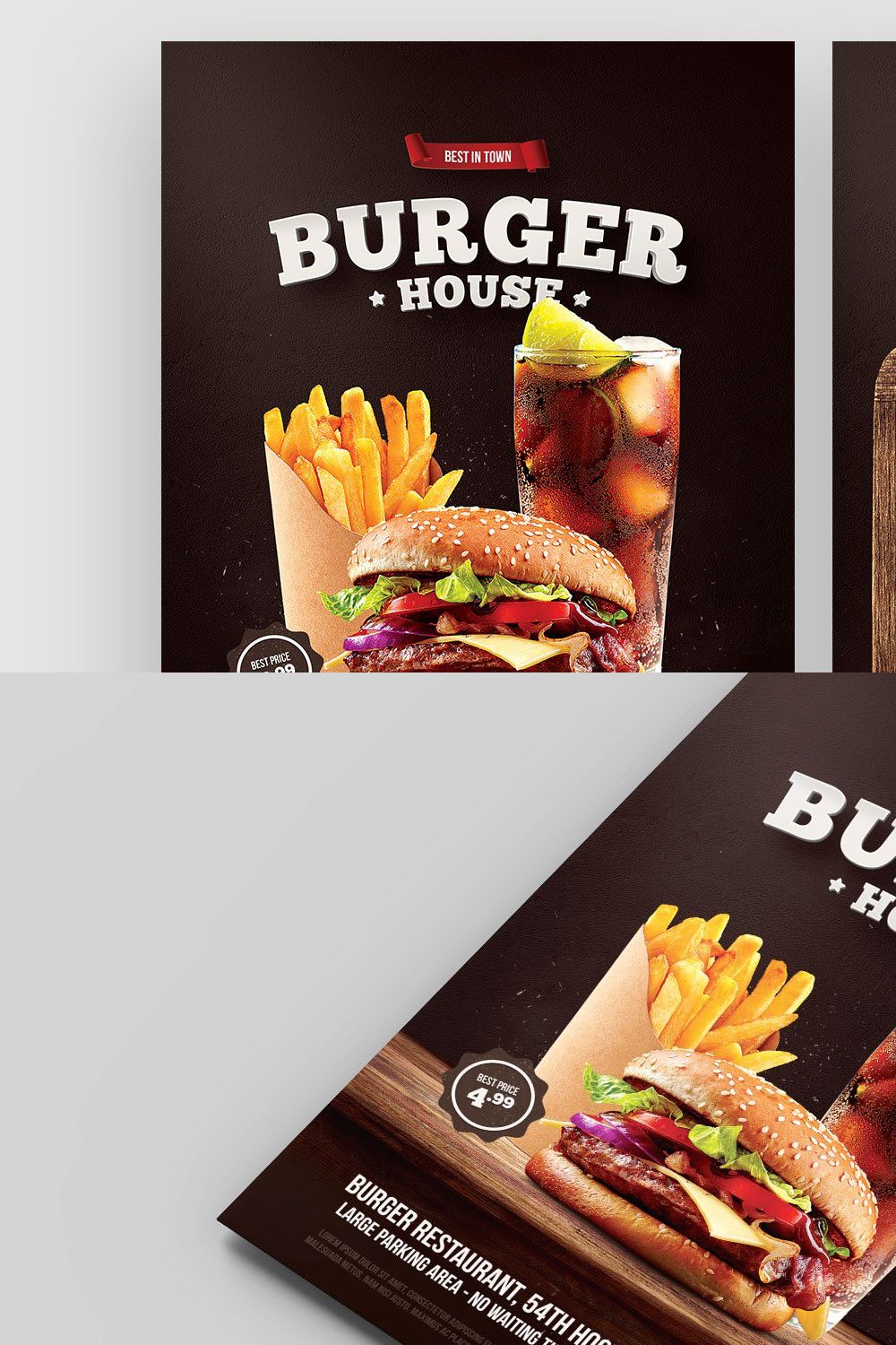 Burger Flyer + Menu pinterest preview image.