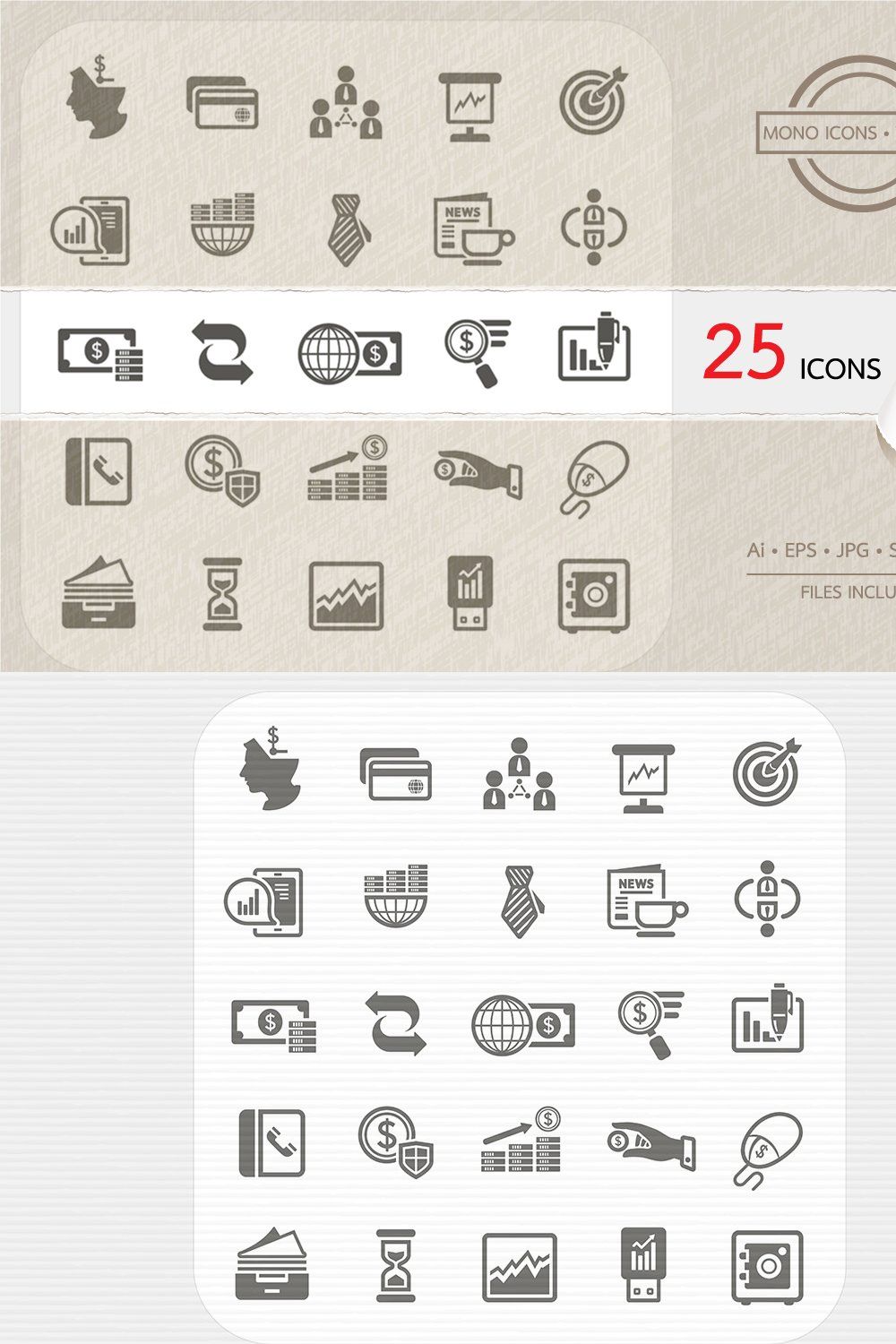 Business and finance icons set pinterest preview image.