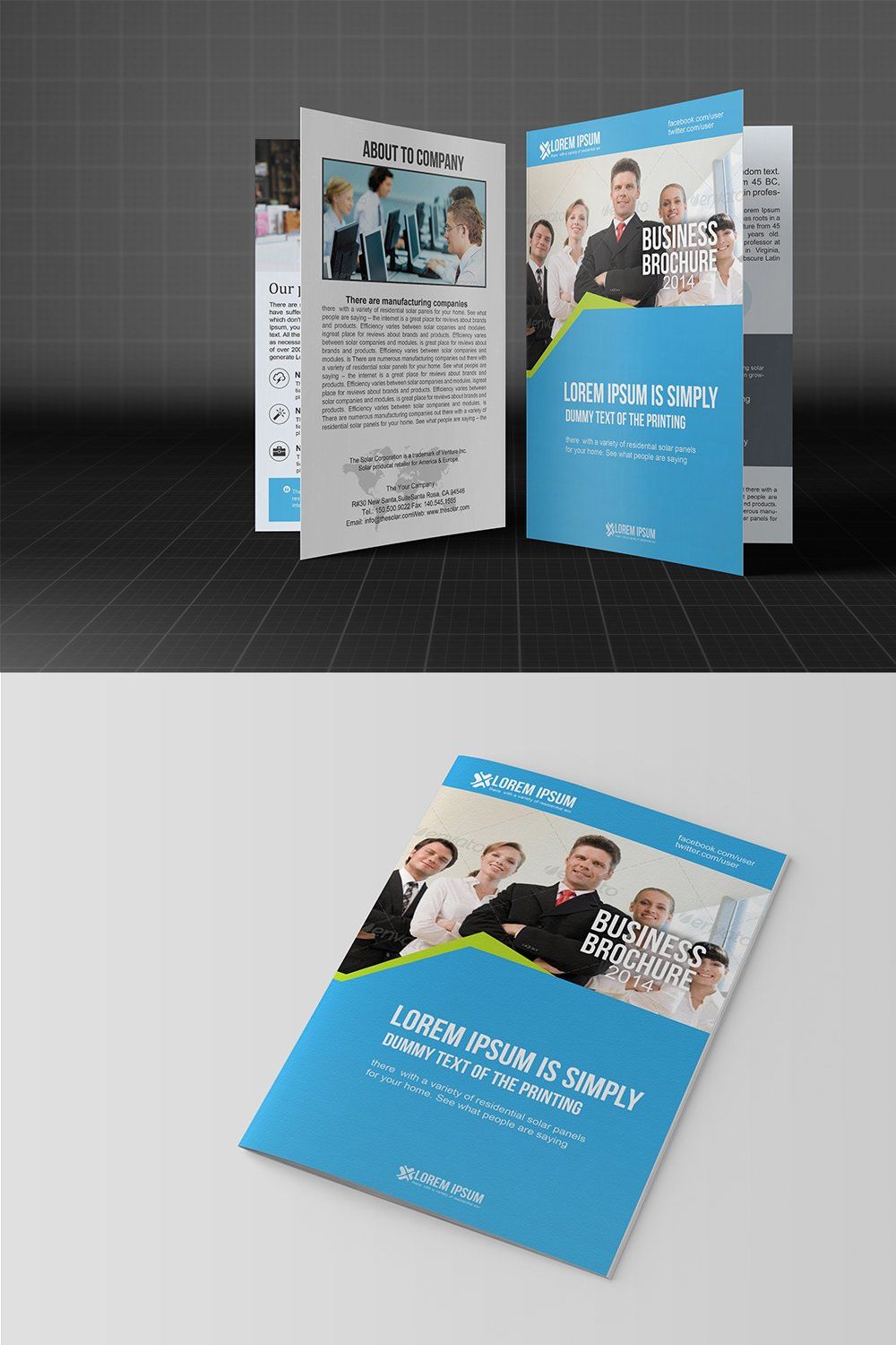 Business Brochure Bifold Template pinterest preview image.
