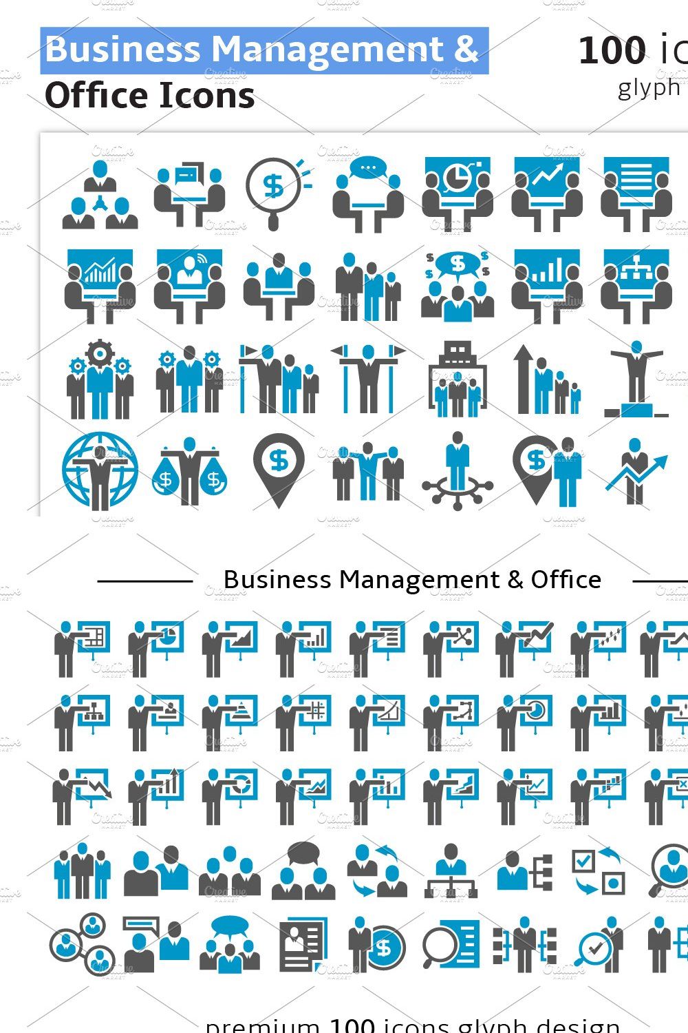 Business Management and Office Icons pinterest preview image.