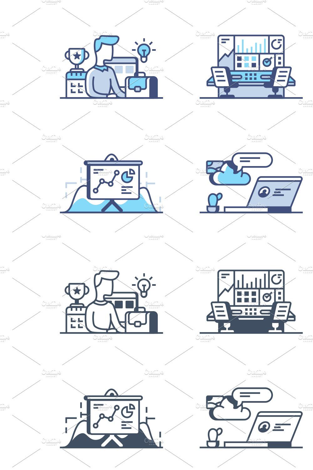 Business management icons pinterest preview image.