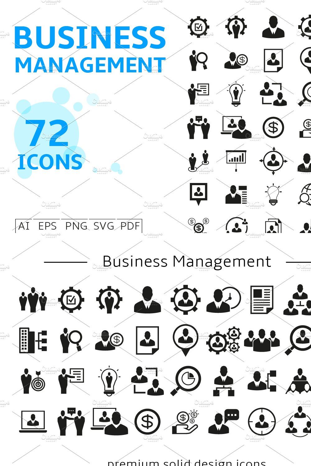 Business Management Icons Set pinterest preview image.