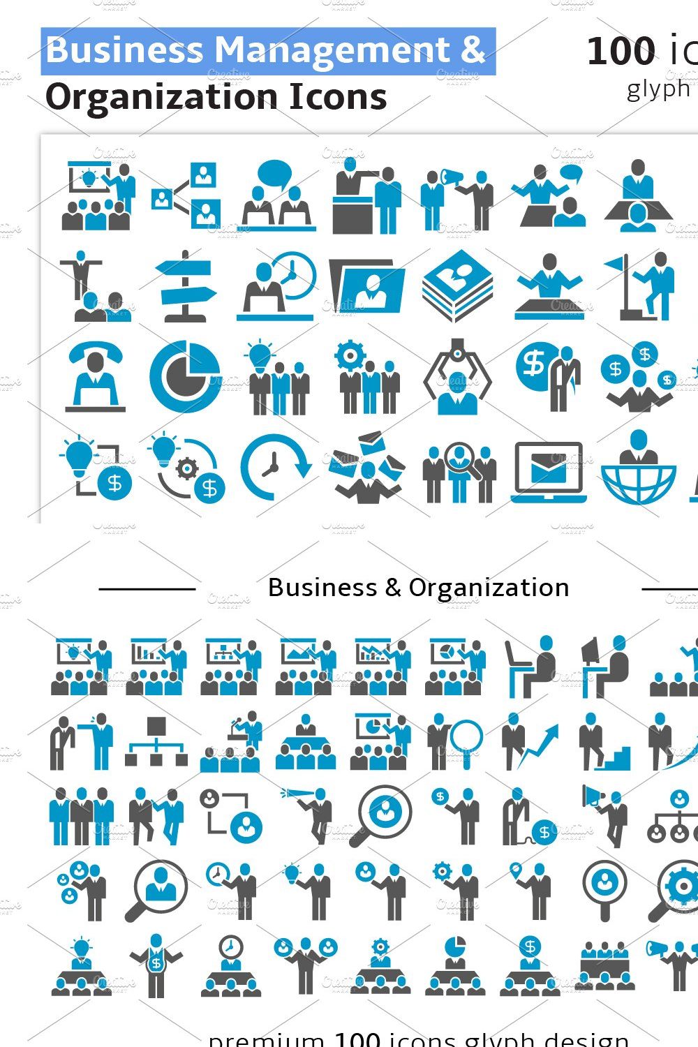 Business & Organization Icons Set pinterest preview image.