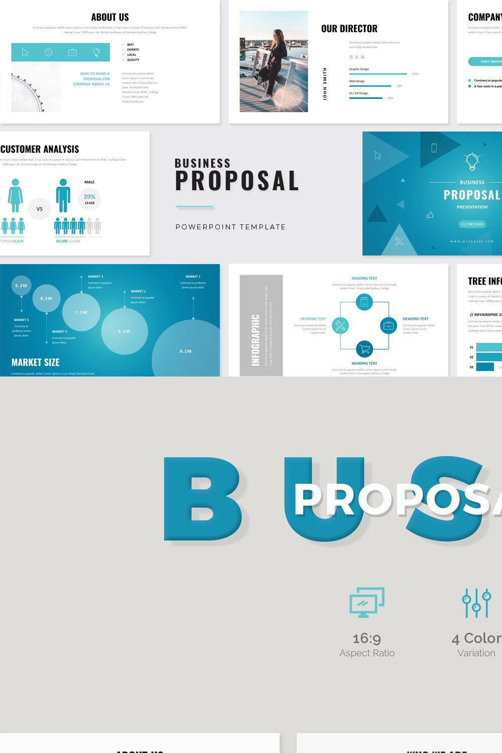 Business Proposal PowerPoint pinterest preview image.