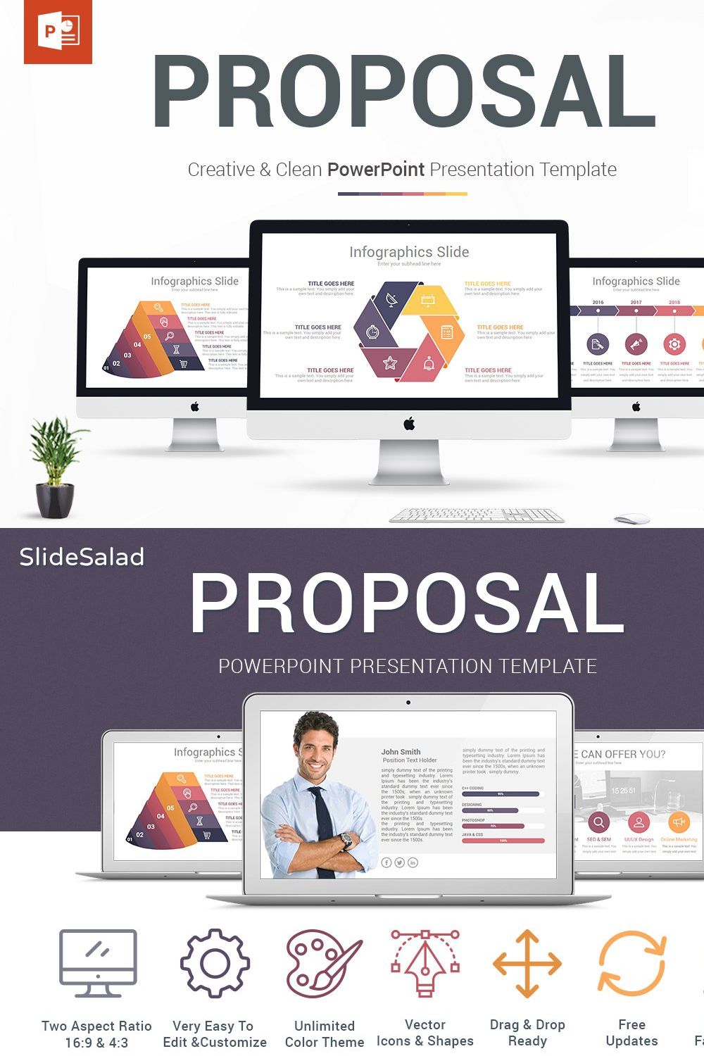 Business Proposal PowerPoint Design pinterest preview image.