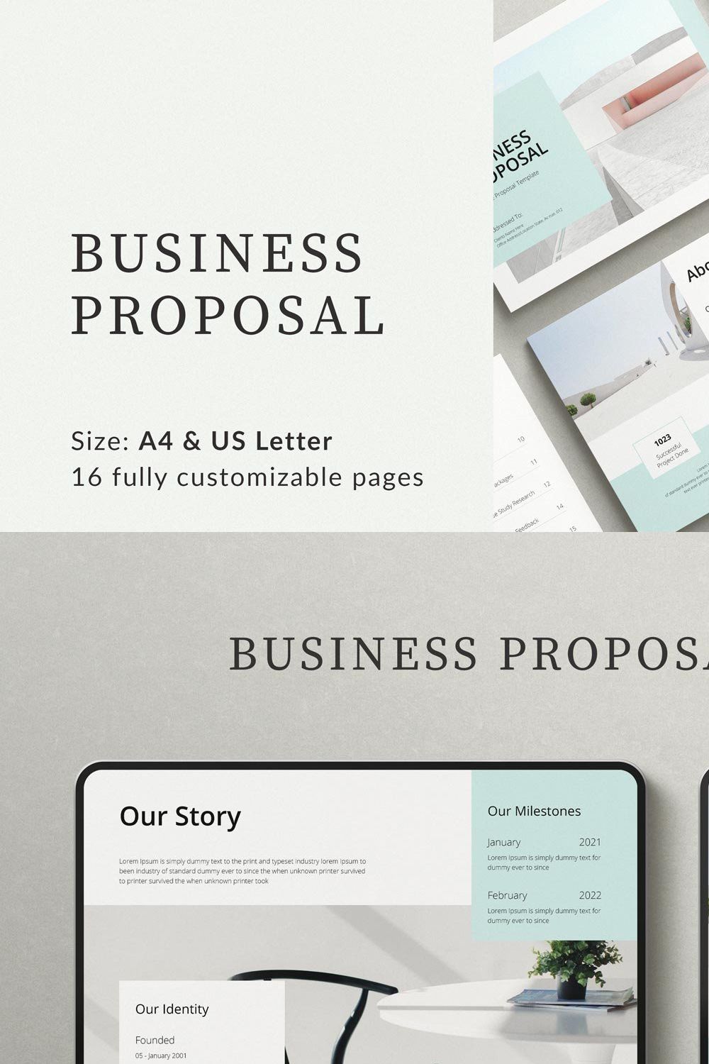 Business Proposal Template pinterest preview image.