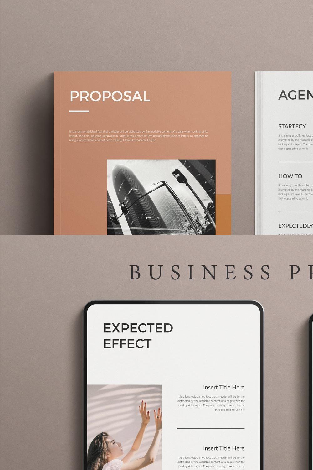 Business Proposal Template CANVA pinterest preview image.