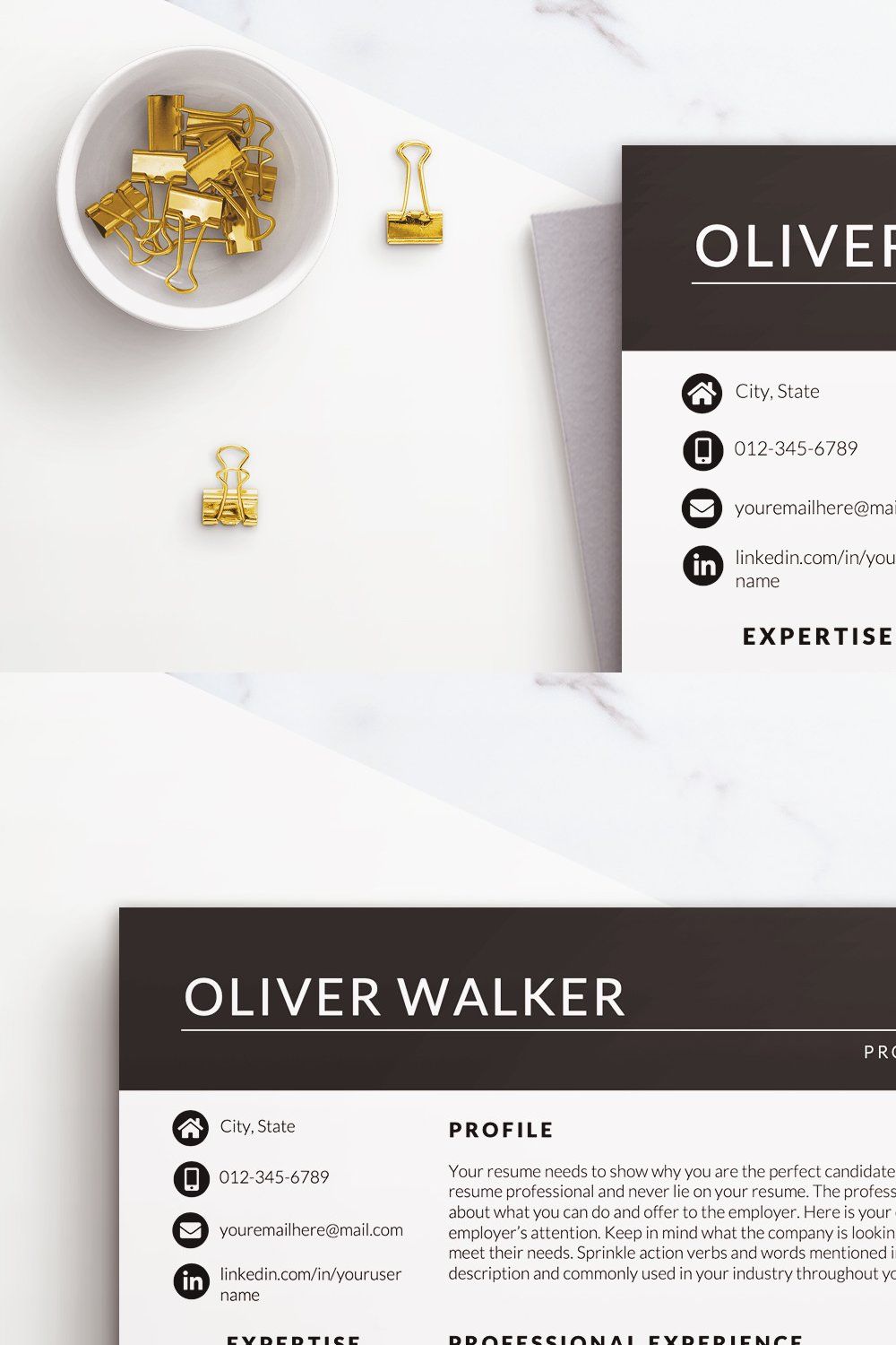 Business Resume CV Template pinterest preview image.