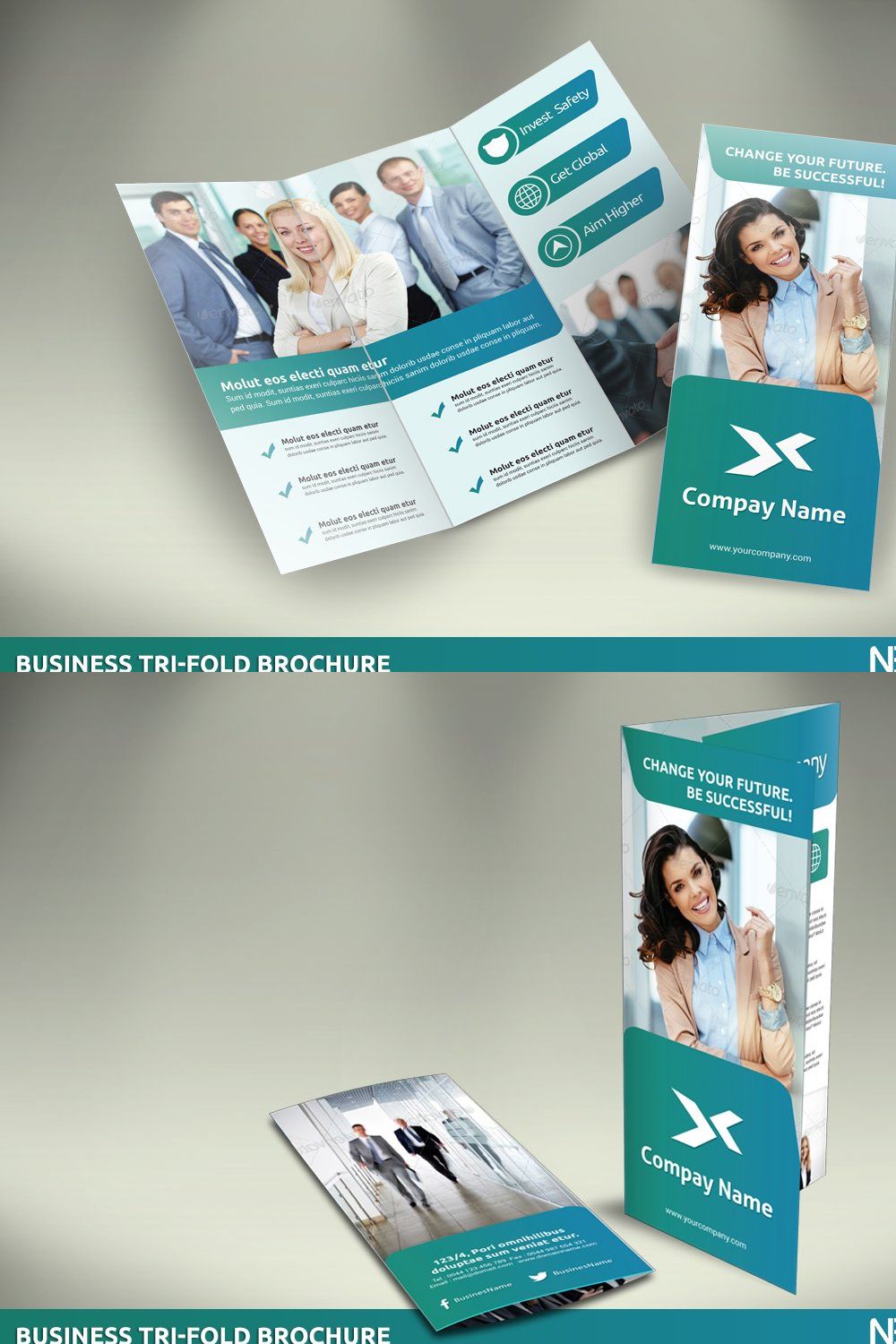 Business Tri-Fold Brochure - SK pinterest preview image.
