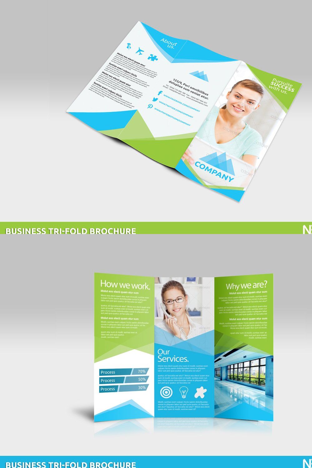 Business Tri-fold Brochures -SK pinterest preview image.