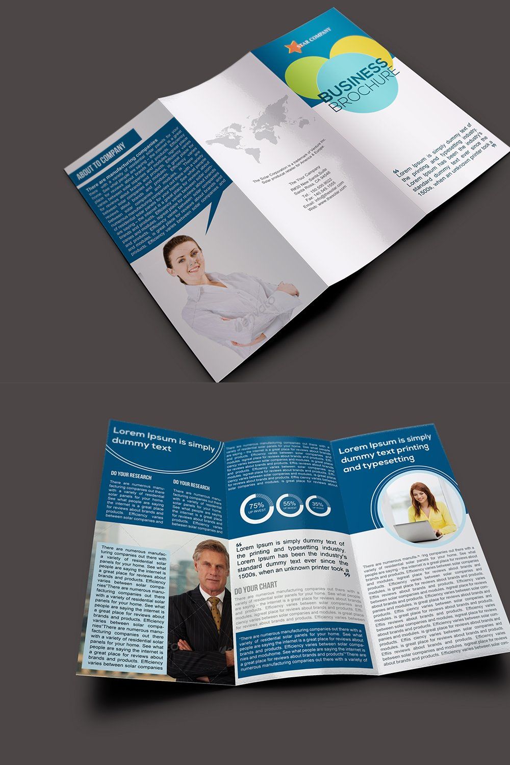 Business Trifold  Brochure Template pinterest preview image.