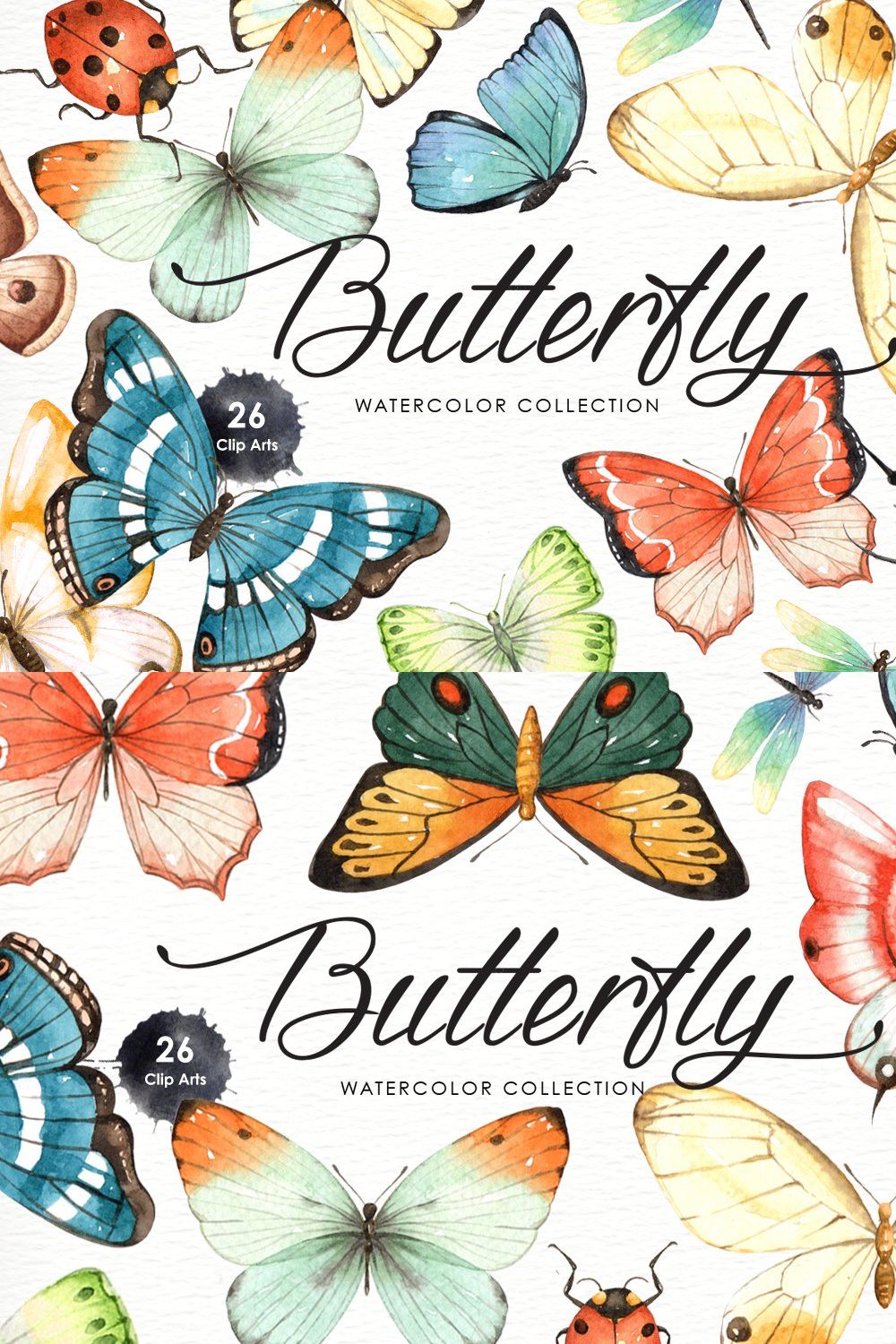 Butterfly Watercolor Collection pinterest preview image.