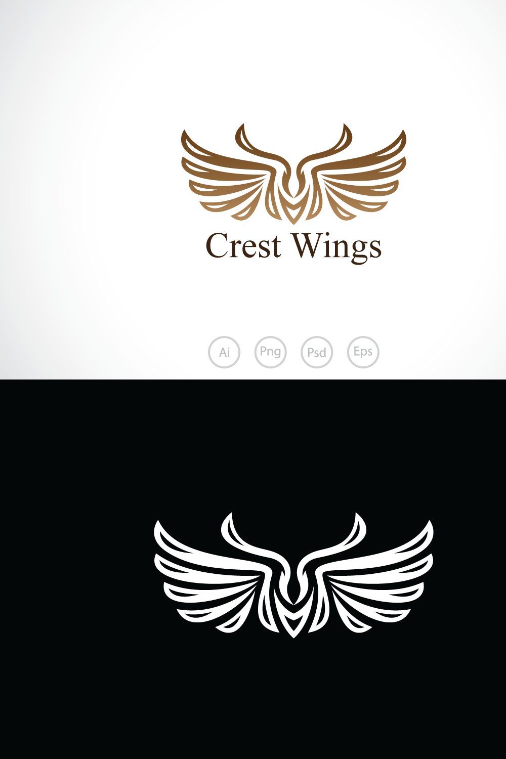 Butterfly Wings Crest Logo Template pinterest preview image.