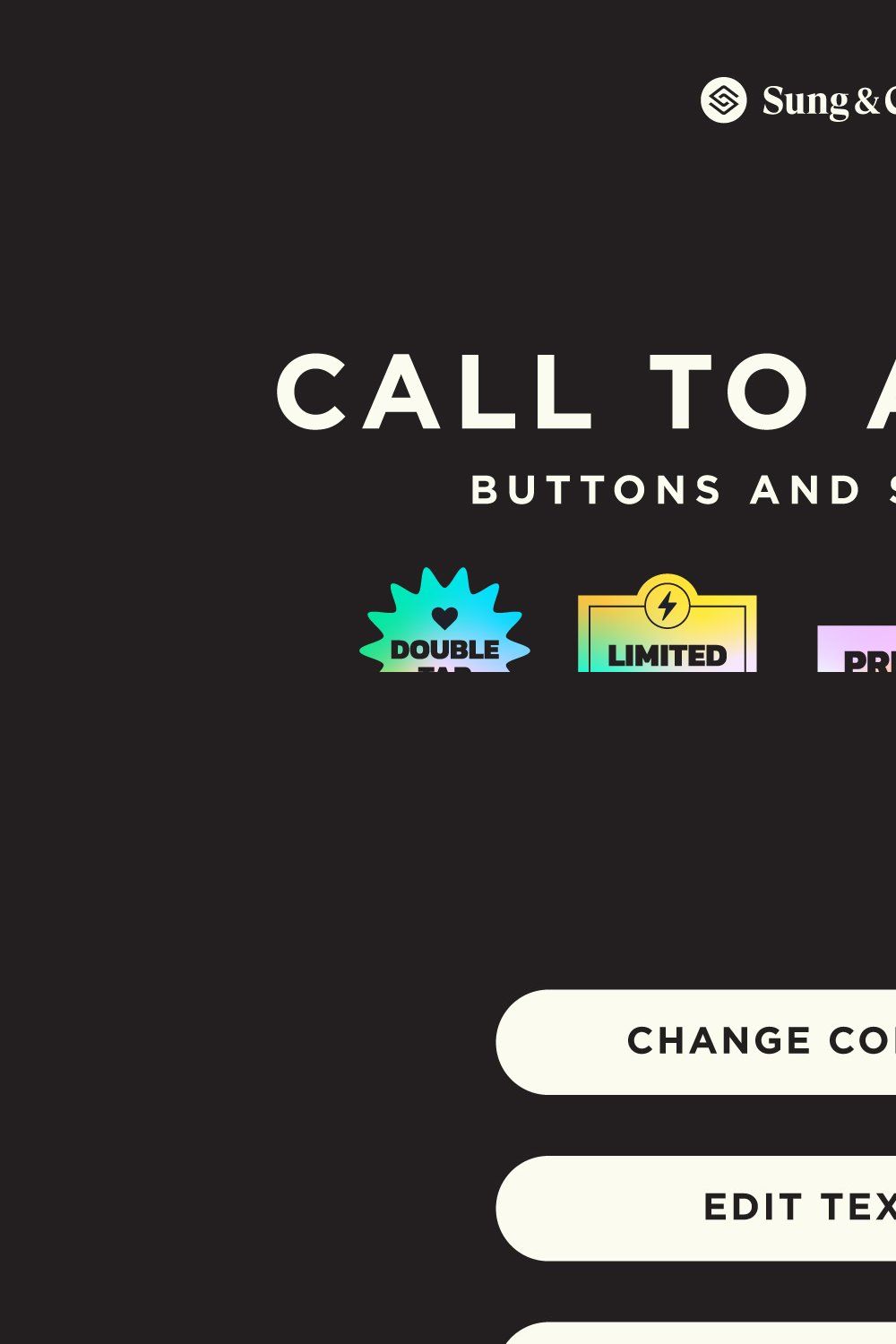 Call to Action Buttons and Stickers pinterest preview image.