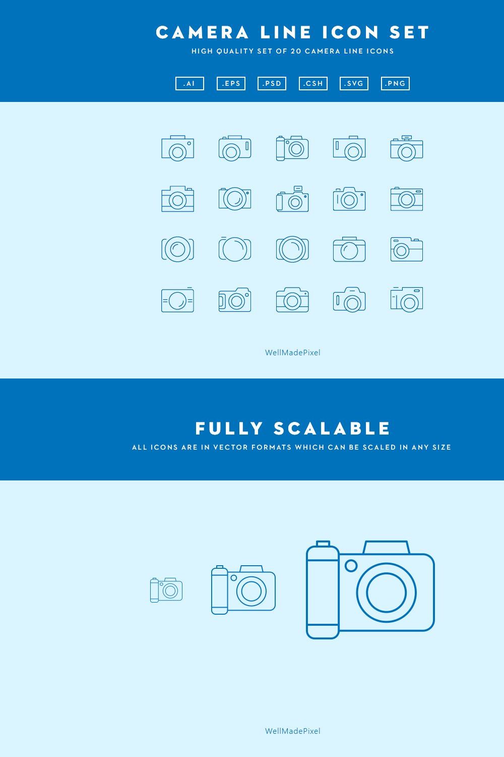 Camera Line Icon Set pinterest preview image.