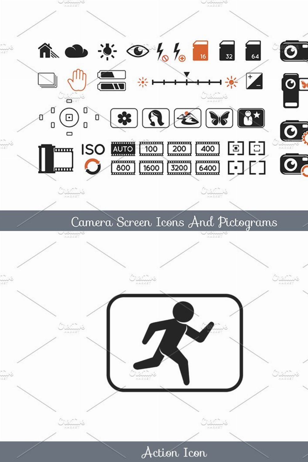Camera screen icons and pictograms pinterest preview image.