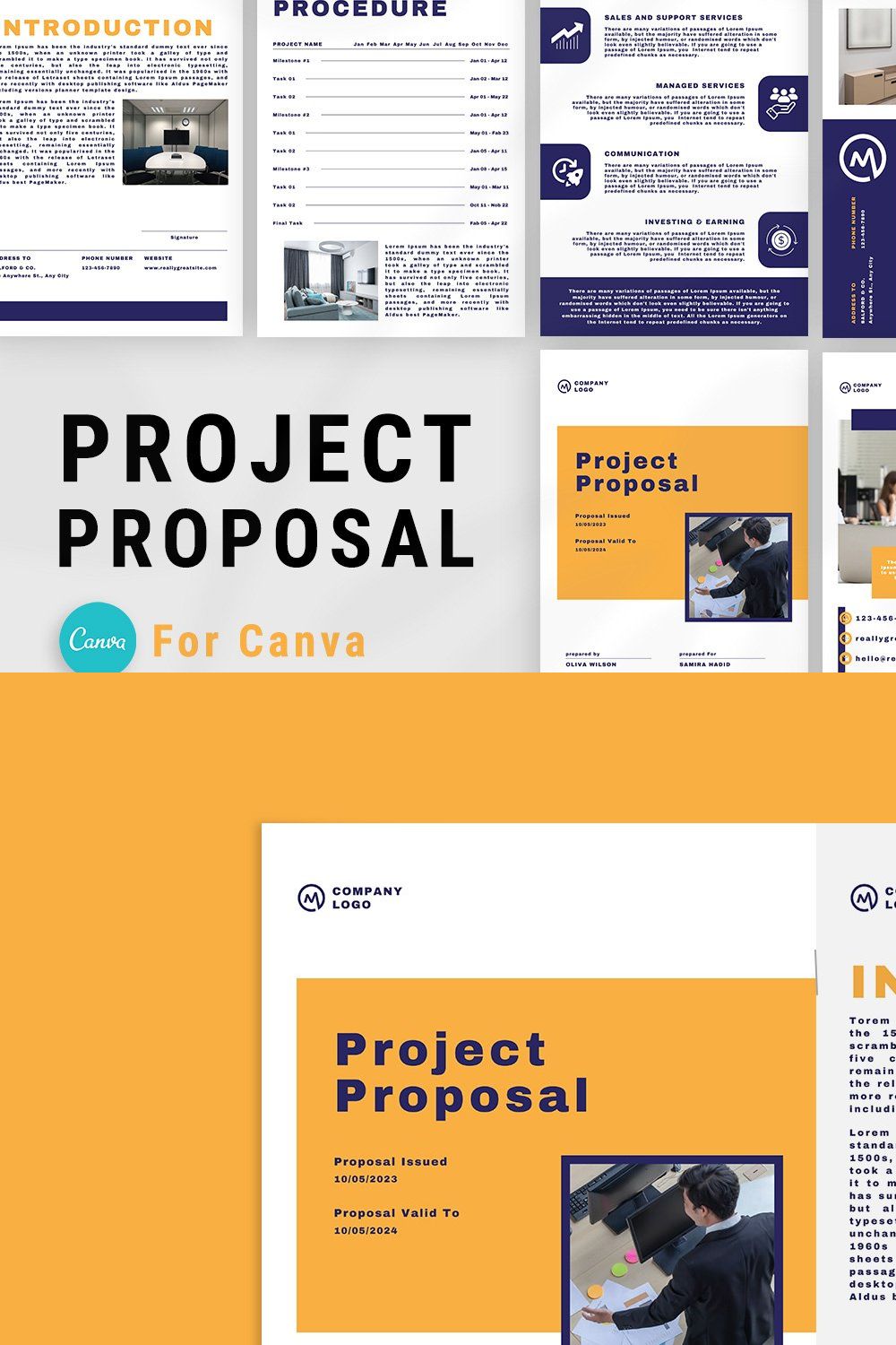 Canva Project Proposal pinterest preview image.