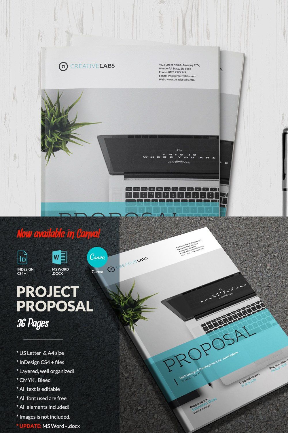 Canva Proposal pinterest preview image.