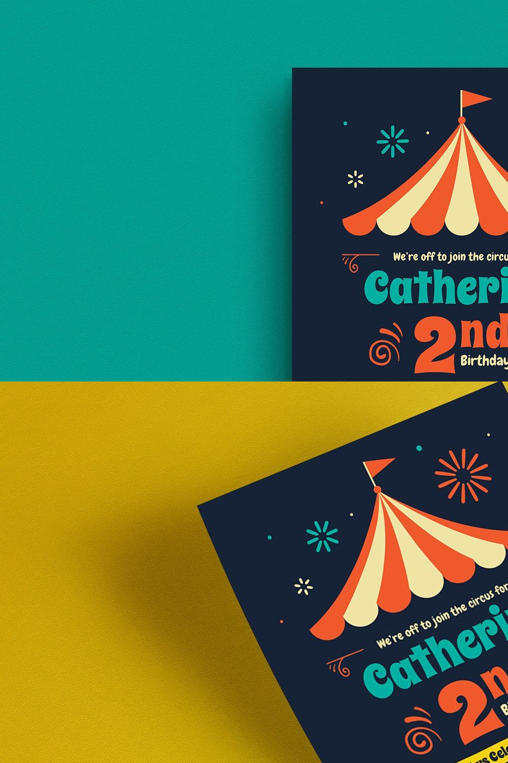 Carnival Birthday Party Invitation pinterest preview image.