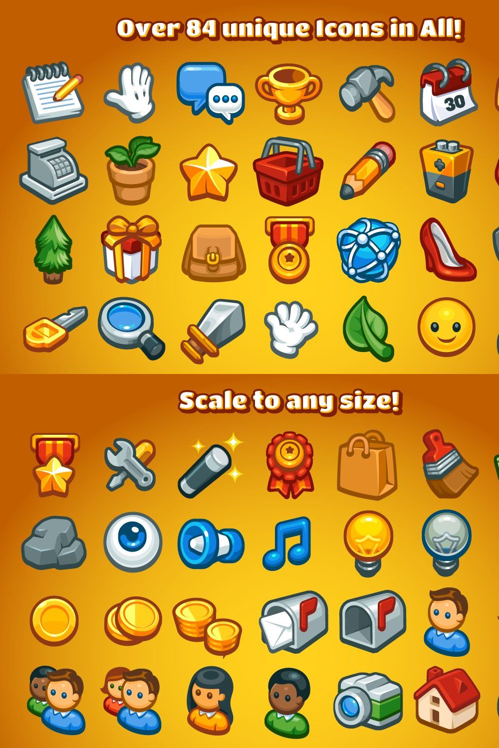 Casual Game Basic Icons Set pinterest preview image.