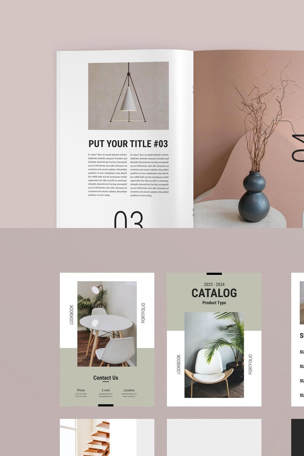 Catalog Lookbook Layout pinterest preview image.