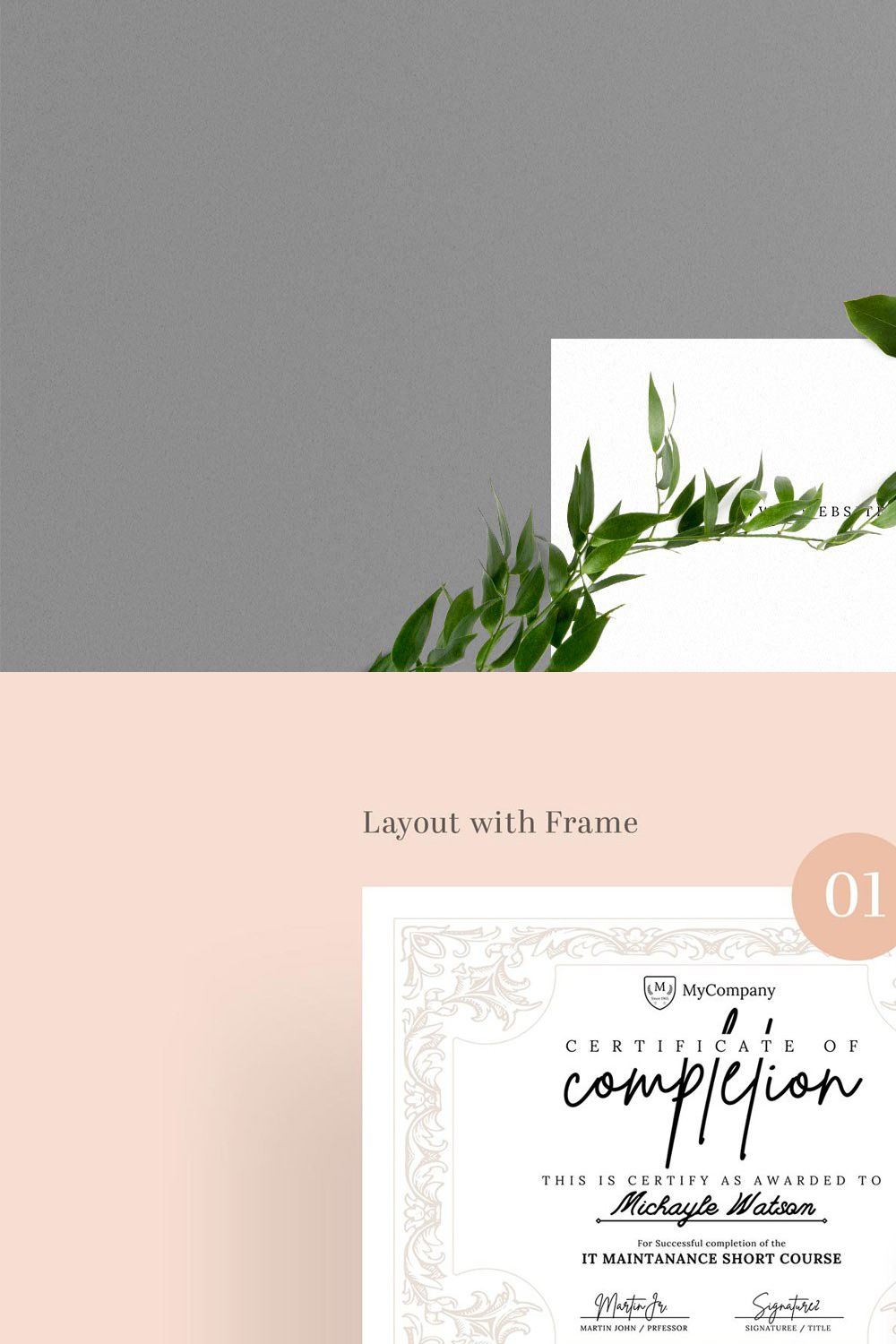 Certificate of Completion Canva pinterest preview image.