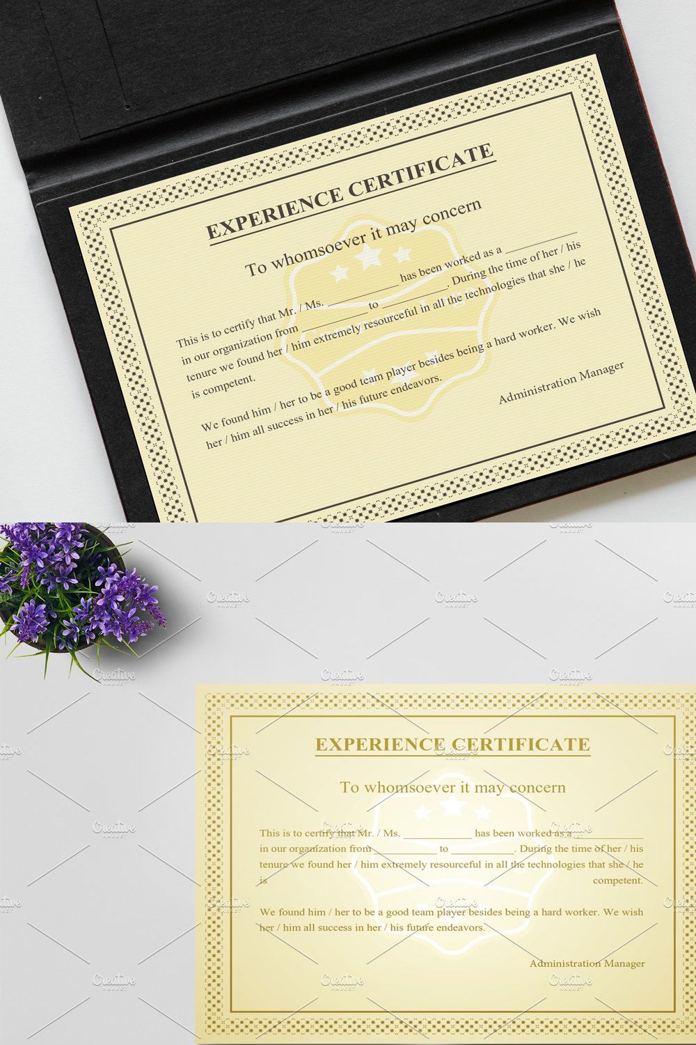 Certificate of Experience Template pinterest preview image.
