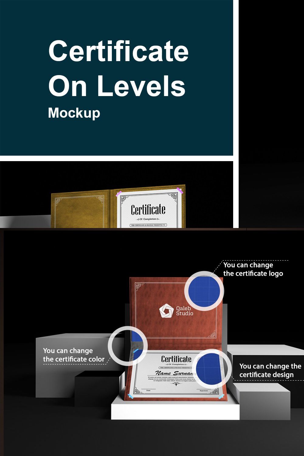 Certificate On Levels Mockup pinterest preview image.