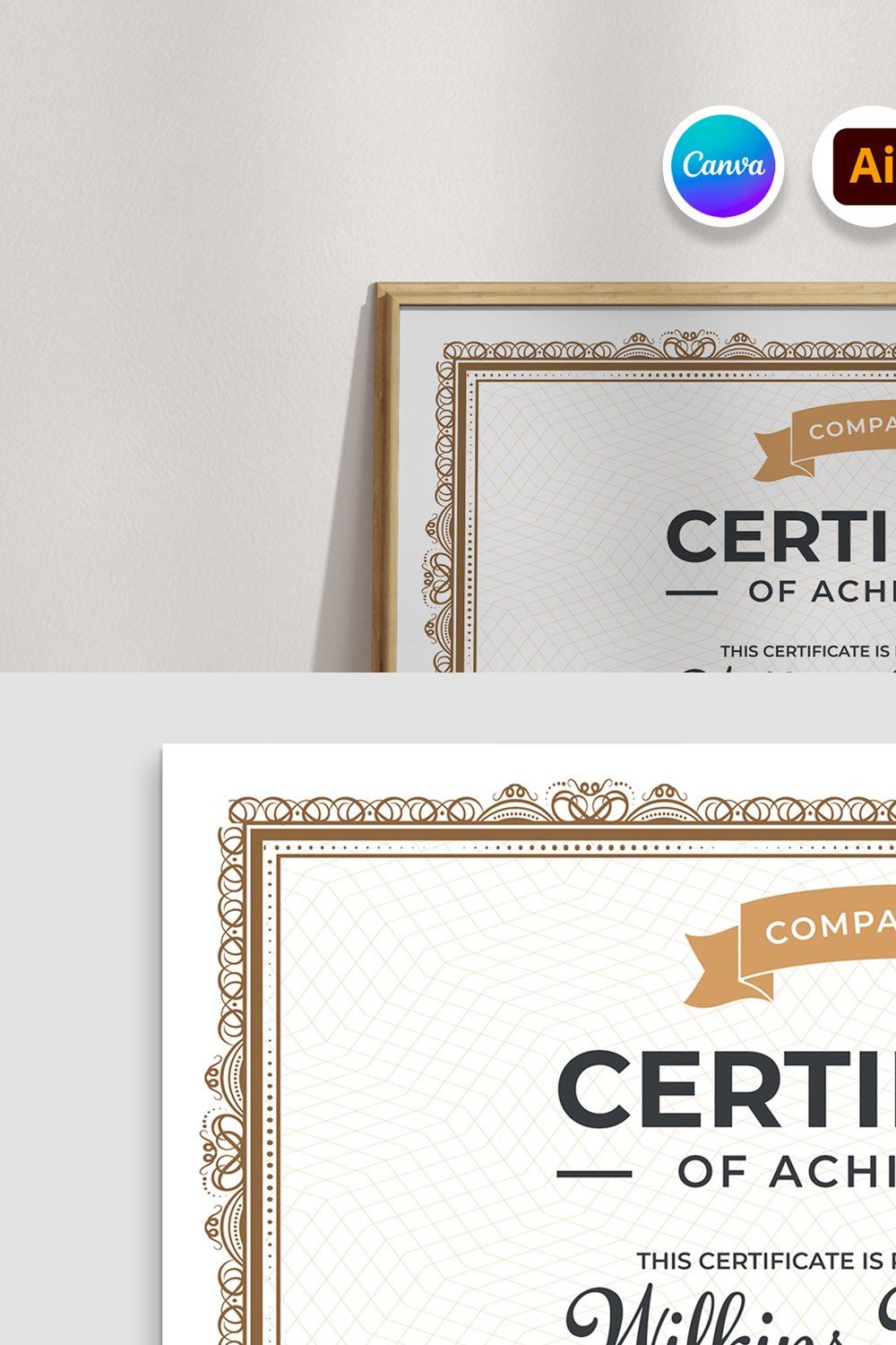 Certificate Template pinterest preview image.
