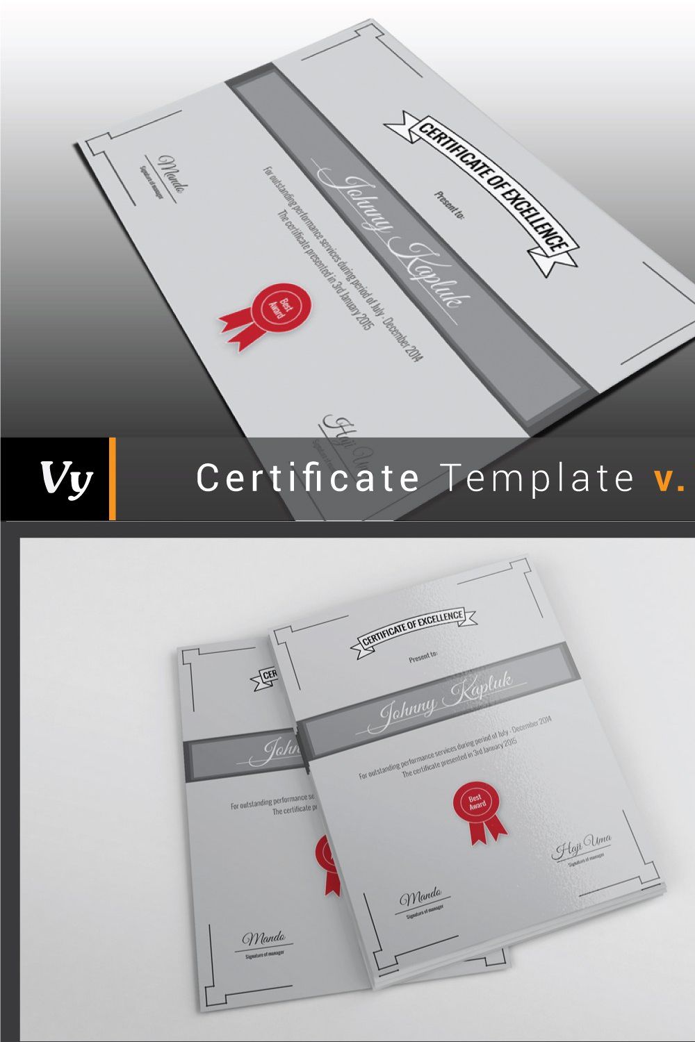 Certificate Template v.01 pinterest preview image.