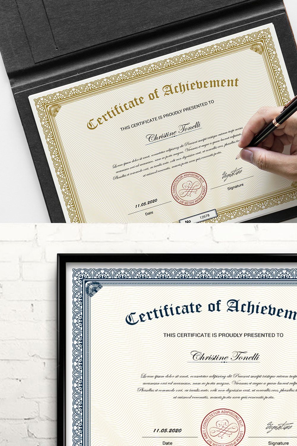 Certificate Template V02 pinterest preview image.