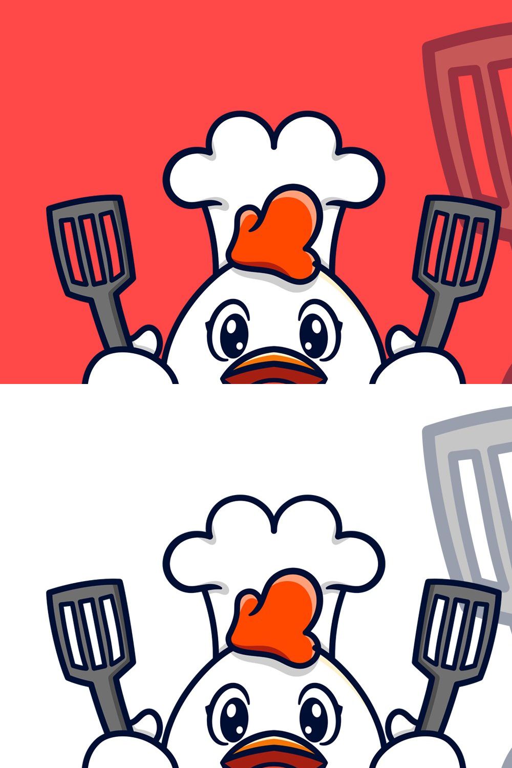 Chef Chicken Spatula Logo Mascot pinterest preview image.