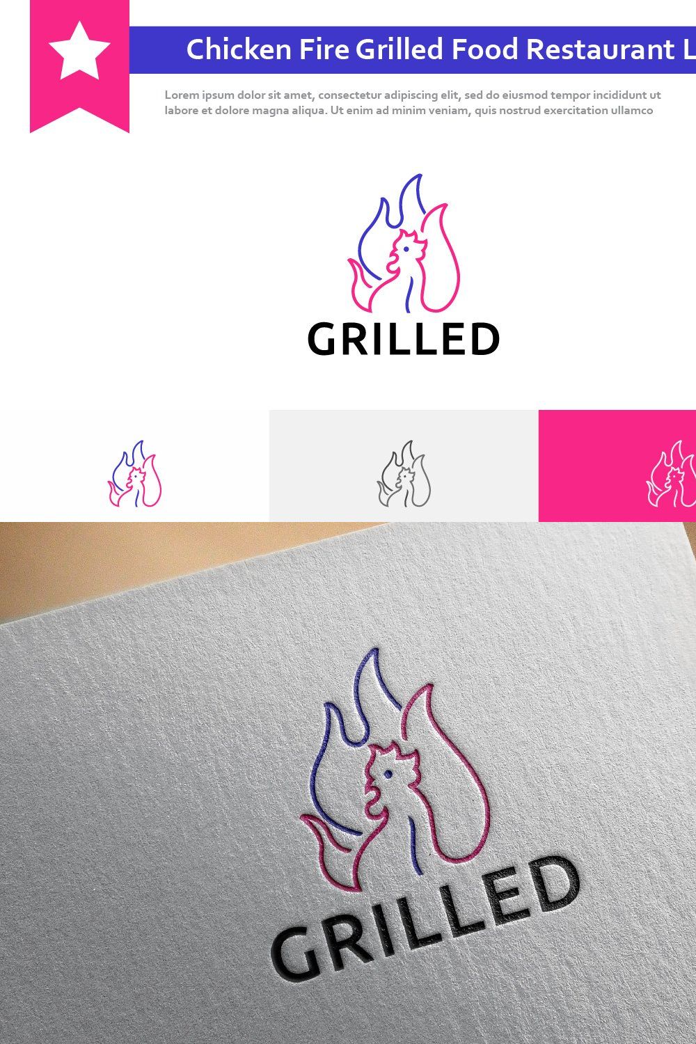 Chicken Fire Grilled Restaurant Logo pinterest preview image.
