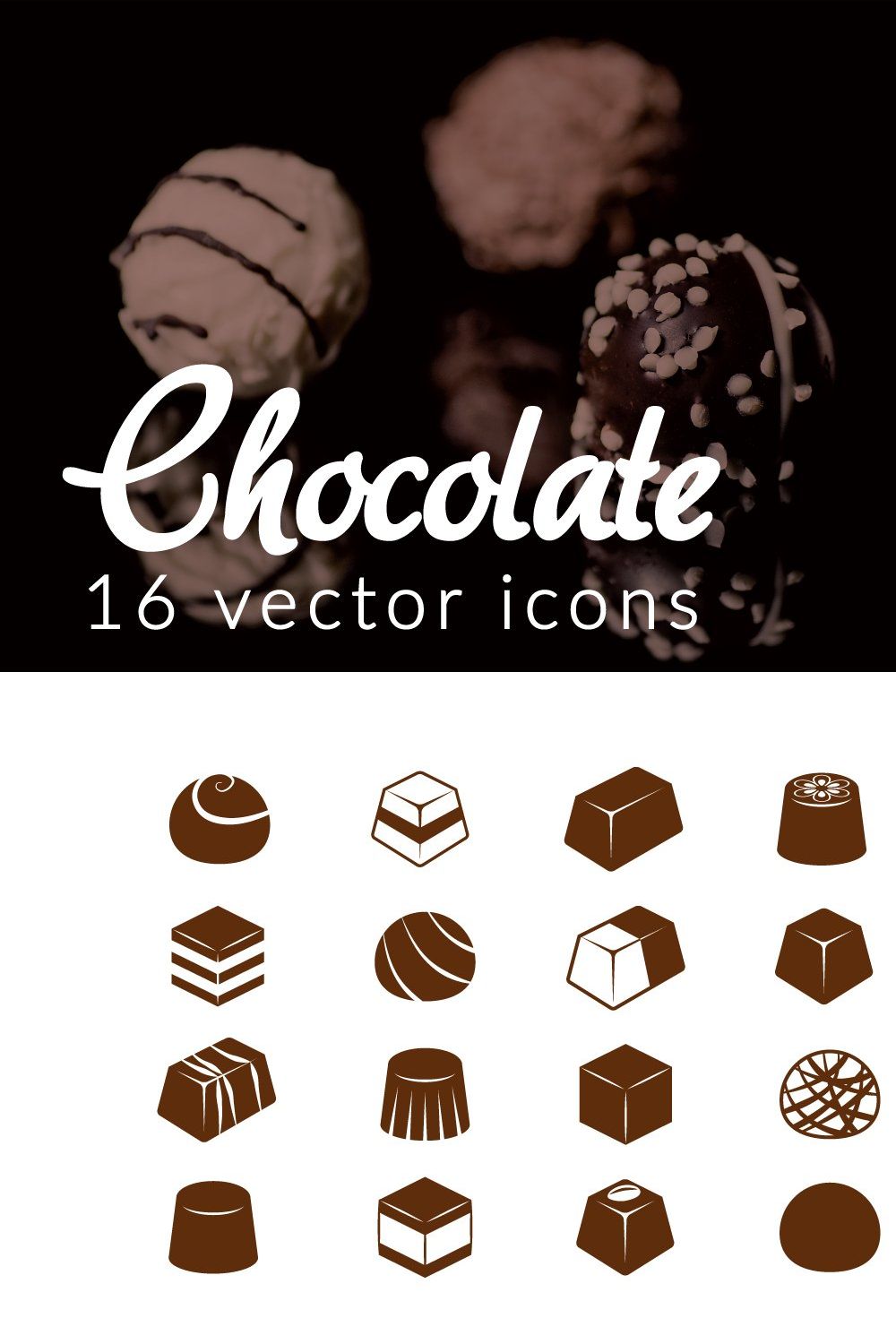CHOCOLATE - vector icons pinterest preview image.