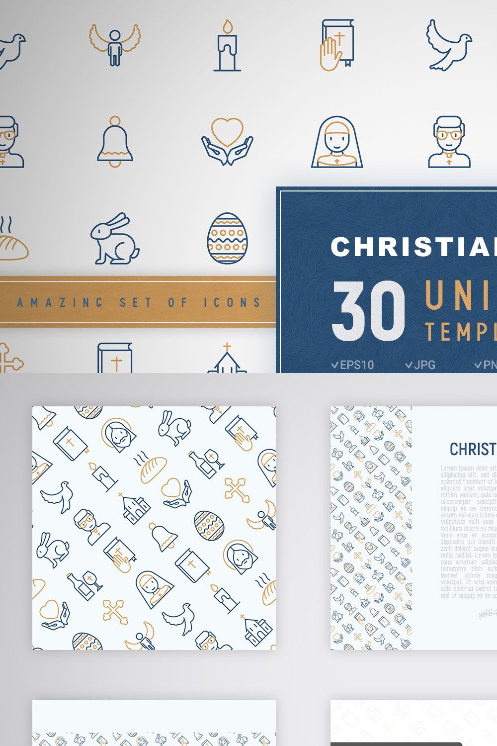 Christianity Icons Set | Concept pinterest preview image.