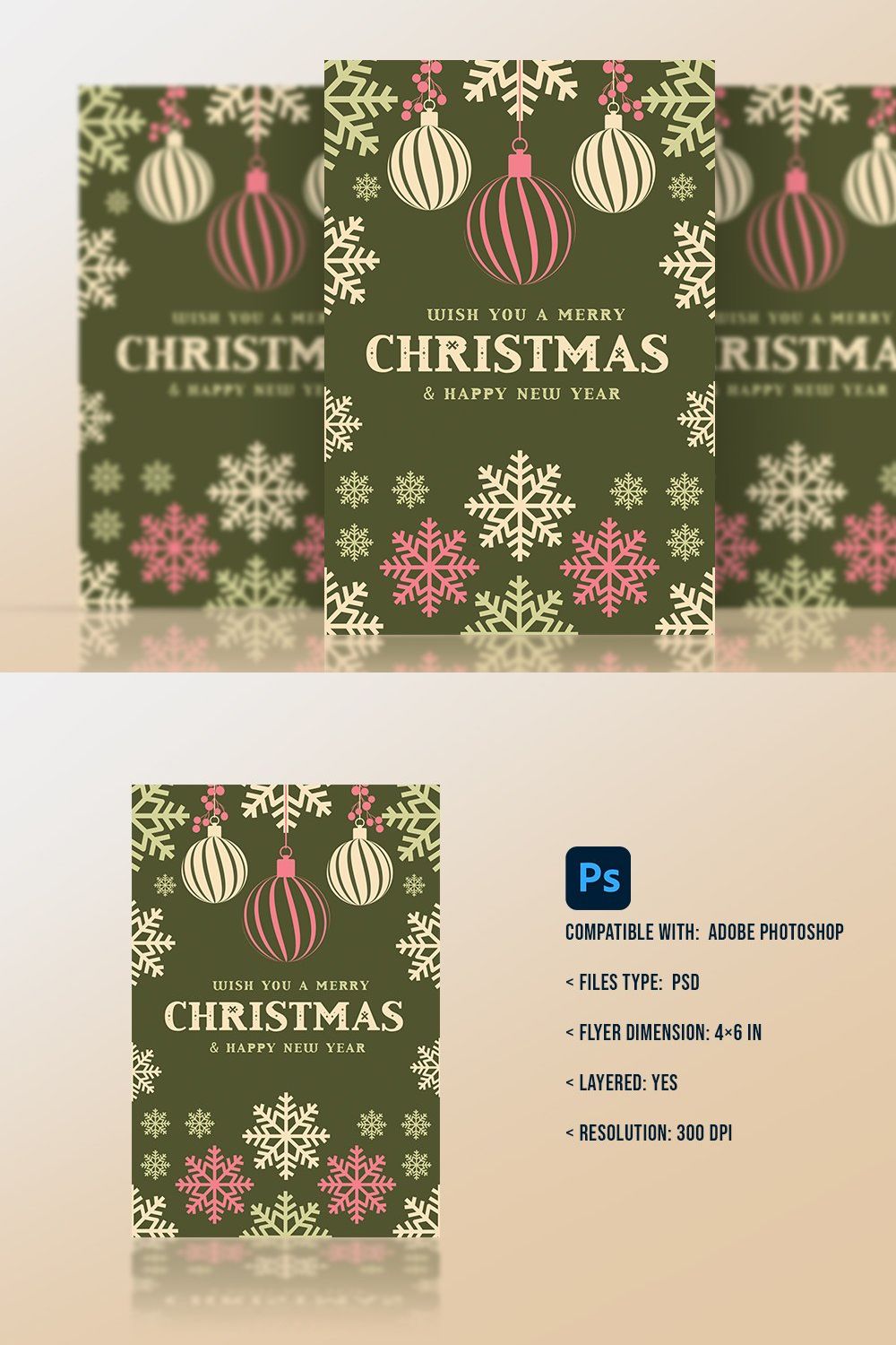 Christmas Card Invitation pinterest preview image.