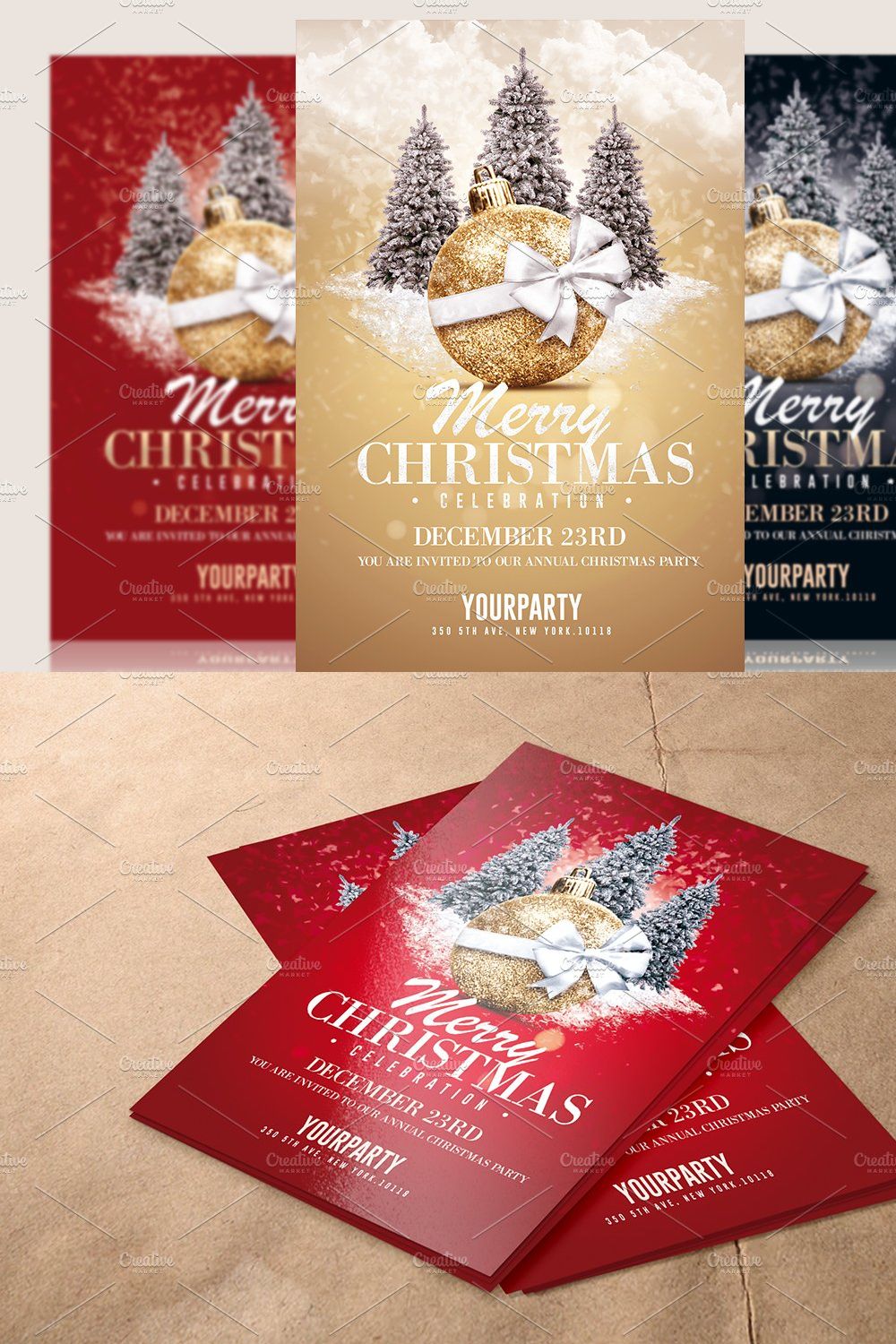 Christmas Invitation - Psd Templates pinterest preview image.