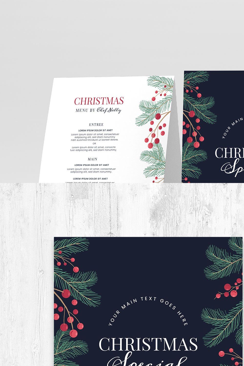 Christmas Menu Templates pinterest preview image.