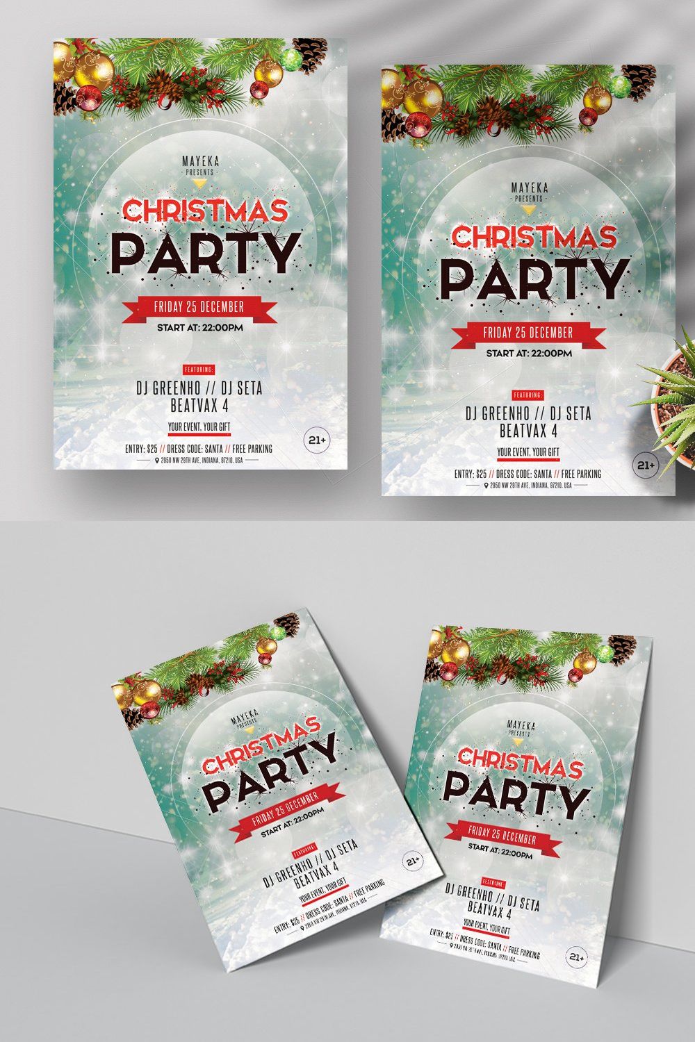 Christmas Party - 2020 PSD Flyer pinterest preview image.