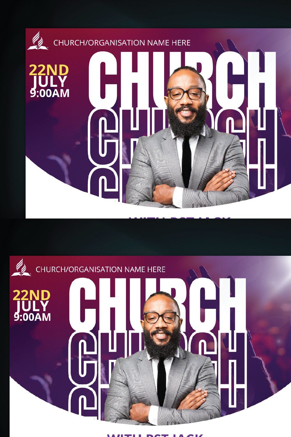 CHURCH EVENT CANVA TEMPLATE pinterest preview image.
